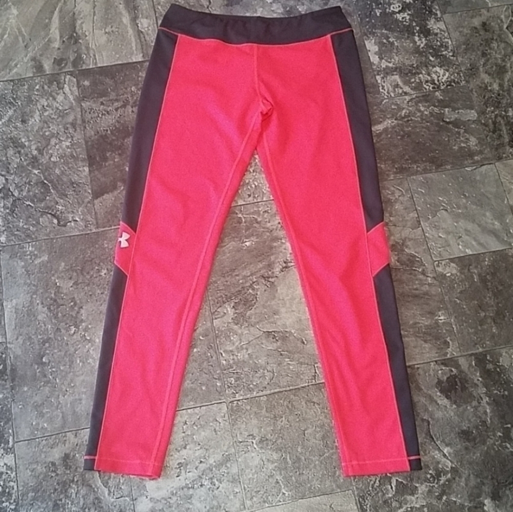 Under Armour Yoga Athleisure Athletic Women's Neon Pink/Grey Leggings Small